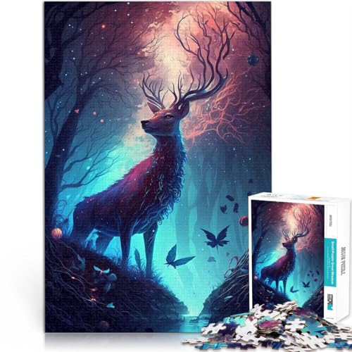 Pädagogisches Spielzeug zum Stressabbau Hirsch Verzauberte Insel Puzzle für Jugendliche 1000 Teile 26x38cm Heimdekoration von LGNBTGM
