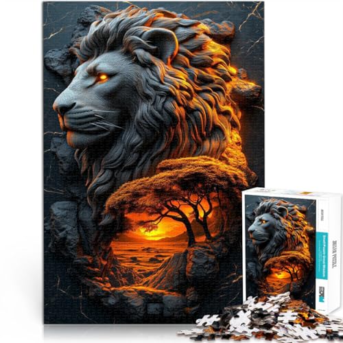 Pädagogisches Spielzeug zum Stressabbau Löwenkopf mit Sonnenuntergang Puzzle 1000 Teile für Erwachsene 26x38cm Wanddekoration Pädagogisches Spielzeug zum Stressabbau Löwenkopf mit Sonnenuntergang Puzzle 1000 Teile für Erwachsene 26x38cm Wanddekoration von LGNBTGM