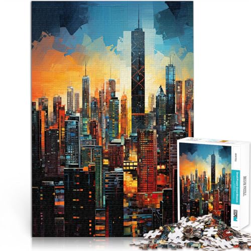 Pädagogisches Spielzeug zum Stressabbau Moderne Stadtsilhouette Puzzle für Erwachsene 1000 Teile 26x38cm Wanddekoration von LGNBTGM