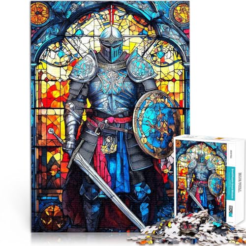 Pädagogisches Spielzeug zum Stressabbau Paladin-Krieger-Buntglas 1000-teiliges Puzzle für Erwachsene 26x38cm Geschenkideen von LGNBTGM
