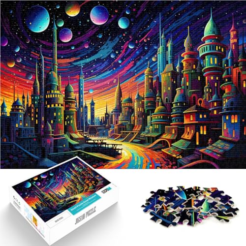 Pädagogisches Spielzeug zum Stressabbau Psychedelische Stadtkunst Puzzle 1000 Teile für Erwachsene 26x38cm Wanddekoration von LGNBTGM
