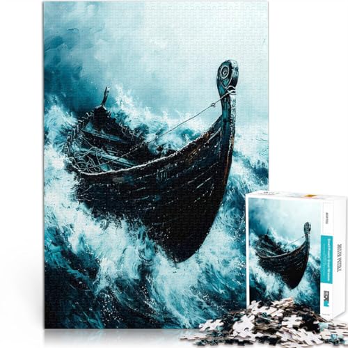 Pädagogisches Spielzeug zum Stressabbau Wikingerboot im Sturm Puzzle 1000 Teile für Teenager 50x75cm Geschenkideen von LGNBTGM