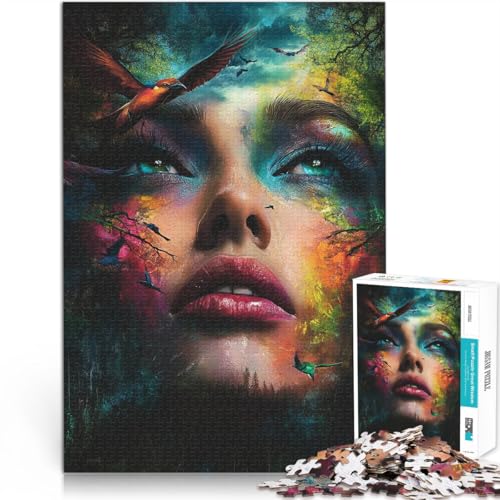 Präzisionsschnitt Frau mit Landschaftsauge Puzzle für Erwachsene mit 1000 Teilen 38x52cm für Heimdekoration für ab 14 Jahren von LGNBTGM