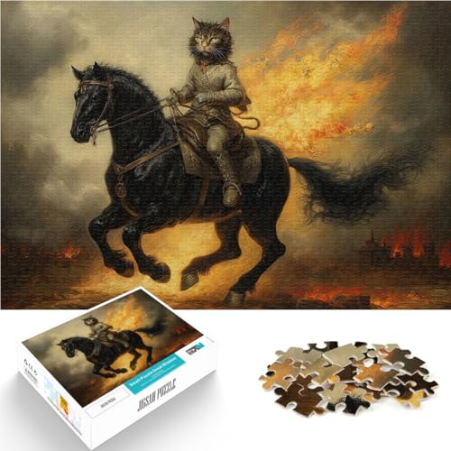 Präzisionsschnitt Katze reitet auf einem Schlachtross 1000-teiliges Puzzle für Erwachsene 70x100cm Tolle Geschenke und Spielzeuge Geeignet ab 14 Jahren von LGNBTGM