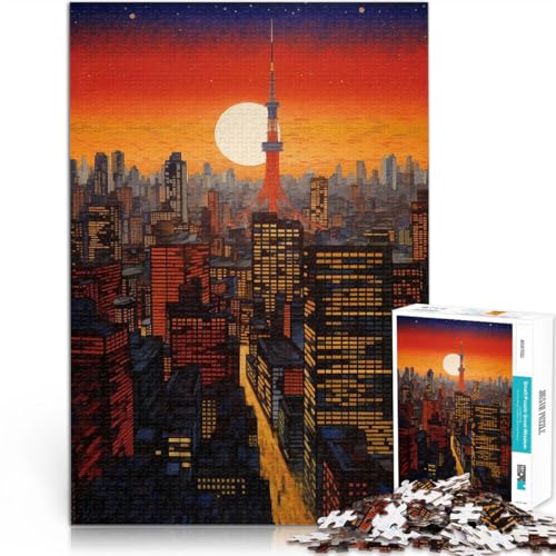 Präzisionsschnitt Tokio, Japan, Sonnenuntergang Puzzle für Erwachsene mit 1000 Teilen 26x38cm Künstlersammlung, Bildende Kunst ab 14 Jahren von LGNBTGM