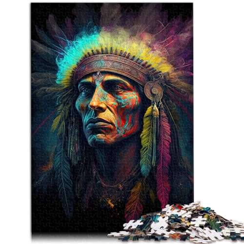 Puzzle, Lernspiele, Indianer, 1000 Teile, Puzzle für Erwachsene, Holzpuzzle, einzigartige Heimdekoration und Geschenke, 1000 Teile (50 x 75 cm) von LGNBTGM