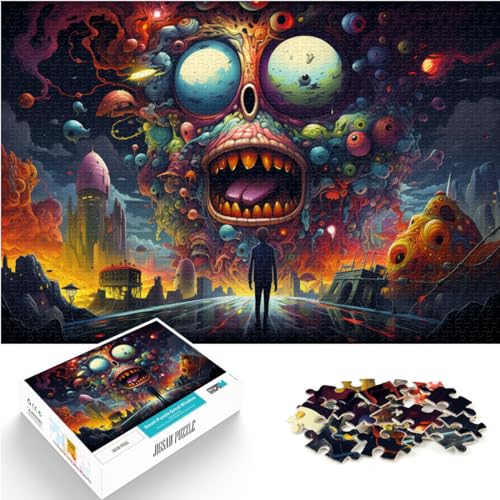 Puzzle für farbenfrohe, psychedelische Landschaften, 1000 Teile, Puzzle für Erwachsene, Holzpuzzle, interessantes Puzzle zur Stressreduzierung, 1000 Teile (50 x 75 cm) von LGNBTGM