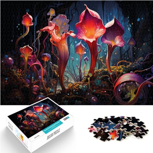 Puzzles zum Verschenken, Bunte psychedelische Pilze, Puzzle 1000 Teile, Holzpuzzle, schwierige Puzzles für Frauen und Männer, 1000 Teile (50 x 75 cm) von LGNBTGM