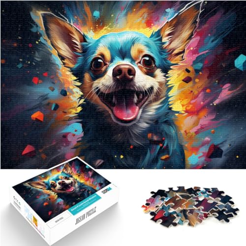 Puzzlespiele, Bunter Psychedelischer Chihuahua-Hund, 1000-teiliges Puzzle für Erwachsene, Holzpuzzle, einzigartige Geburtstags, 1000 Teile (50 x 75 cm) von LGNBTGM