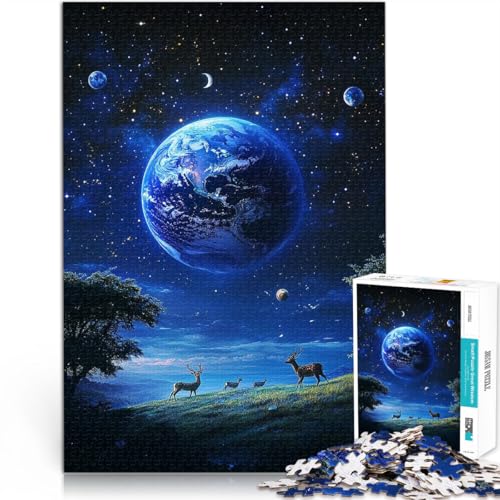 Quizspiel Blaues Universum Puzzle 1000 Teile für Teenager 70x100cm mit vollständig ineinander greifenden, zufällig geformten Teilen ab 14 Jahren von LGNBTGM
