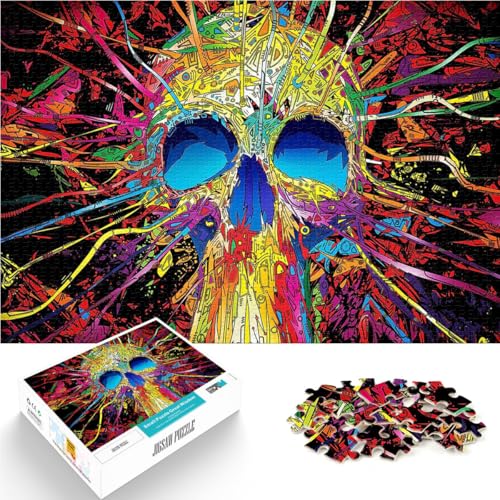 Quizspiel Dunkles Schädelskelett Puzzle für Jugendliche 1000 Teile 26x38cm mit vollständig ineinander greifenden, zufällig geformten Teilen für ab 14 Jahren von LGNBTGM