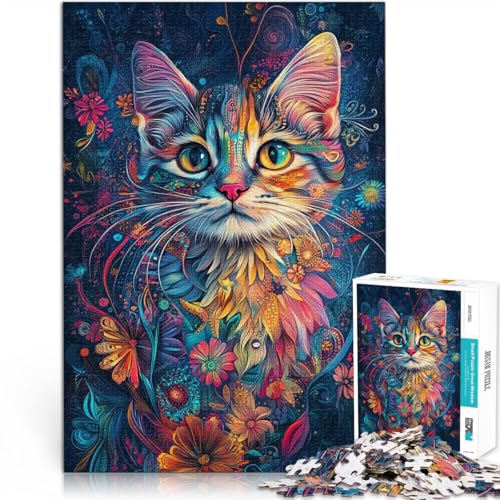 Quizspiel Eklektische Boho-Kätzchenkatze 1000-teilige Puzzles für Teenager 70x100cm Einzigartige Wohndekoration und Geschenke für ab 14 Jahren von LGNBTGM