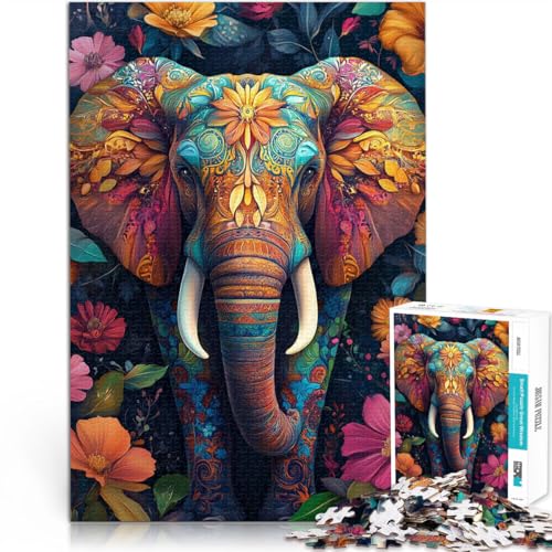 Quizspiel Elefantenkunst~ 1000-Teile-Puzzle für Teenager 26x38cm denn eignet ganze Familie für ab 14 Jahren von LGNBTGM