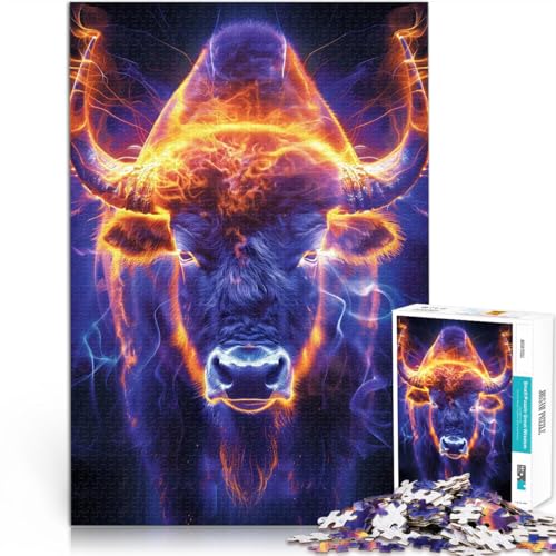 Quizspiel Glühender Büffelangriff Puzzle für Jugendliche 1000 Teile 26x38cm Geeignet für die Schreibtischdekoration für 14+ von LGNBTGM