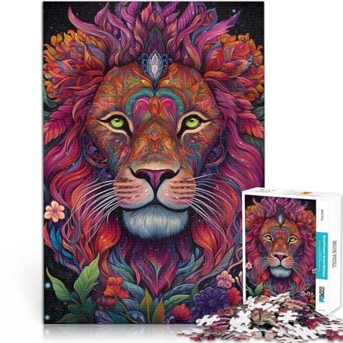 Quizspiel Löwe in farbenfroher Kunst Puzzle 1000 Teile für Teenager 26x38cm eignet ganze Familie für ab 14 Jahren von LGNBTGM