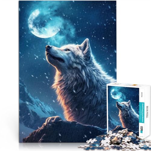 Quizspiel Wolf und Mond 1000-teilige Puzzles für Teenager 38x52cm mit vollständig ineinander greifenden, zufällig geformten Teilen für ab 14 Jahren von LGNBTGM