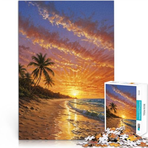 Quizspiel tropischen Strand bei Sonnenuntergang 1000-teiliges Puzzle für Teenager 50x75cm Lernspiel für Geburtstag, Weihnachten für ab 14 Jahren von LGNBTGM