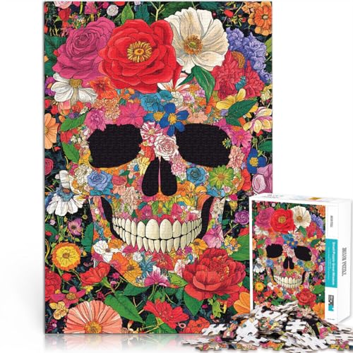 Schwierig und herausfordernd Blumenschädel Puzzle für Erwachsene mit 1000 Teilen 70x100cm Für Paare geeignet für ab 14 Jahren von LGNBTGM