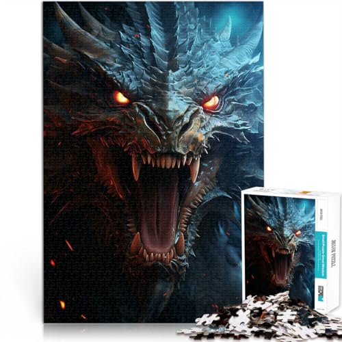 Schwierig und herausfordernd Mystischer schreiender Drache 1000-Teile-Puzzle für Erwachsene 26x38cm Lustiges Geschenk für 14+ von LGNBTGM