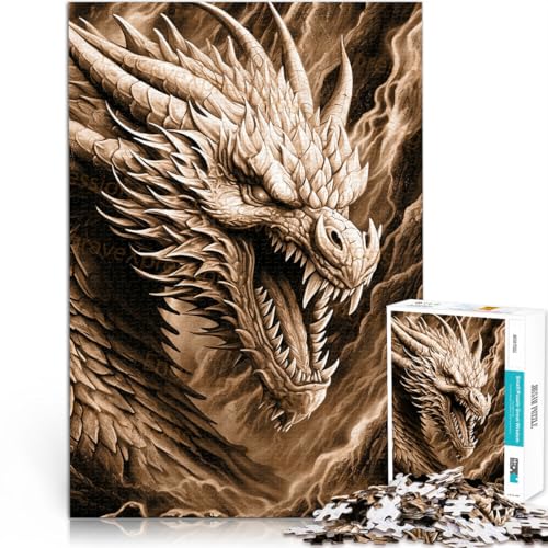 Spiel Drachen-Kunstwerk Puzzle 1000 Teile für Teenager 26x38cm mit vollständig ineinander greifenden, zufällig geformten Teilen ab 14 Jahren von LGNBTGM