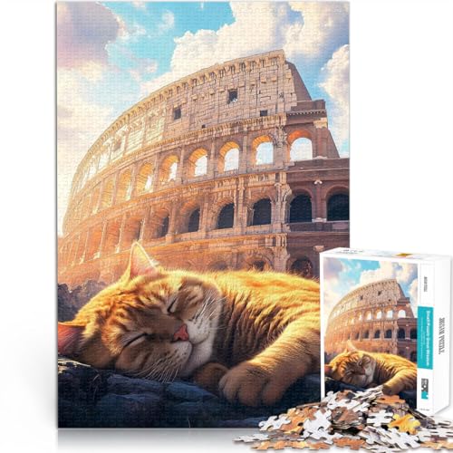 Spiel Katzenschläfchen im Kolosseum 1000-teilige Puzzles für Teenager 26x38cm Jedes Stück ist einzigartig – Anspruchsvolles Familienspiel für ab 14 Jahren von LGNBTGM