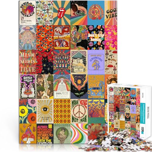 Spiele Spielzeug Geschenk Hippie-Patchwork-Kunst 2000-teiliges Puzzle für Erwachsene 70x100cm für Heimdekoration für ab 14 Jahren von LGNBTGM