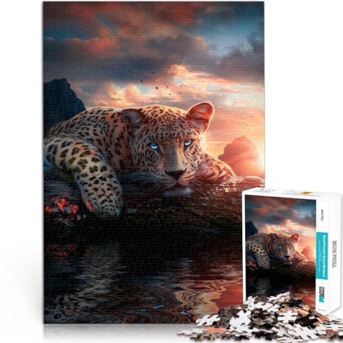 Spiele Spielzeug Geschenk Jaguar bei Sonnenuntergang Puzzle für Erwachsene mit 1000 Teilen 26x38cm Heimdekoration Spielzeug für ab 14 Jahren von LGNBTGM