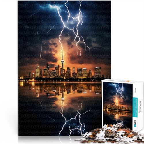 Spiele Spielzeug Geschenk Skyline von Lightning City 1000-teilige Puzzles für Erwachsene 38x52cm Heimdekoration Spielzeug für ab 14 Jahren von LGNBTGM