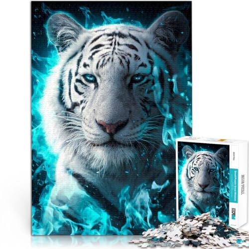 Spiele Spielzeug Geschenk sibirischer Tiger Blaues Feuer Puzzle für Erwachsene mit 1000 Teilen 50x75cm Tolles Geschenk für Spiele von LGNBTGM