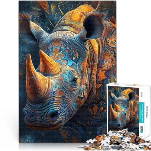 Spielspielzeug Tier Nashorn 1000-teiliges Puzzle für Erwachsene 70x100cm Heimdekoration Spielzeug ab 14 Jahren von LGNBTGM