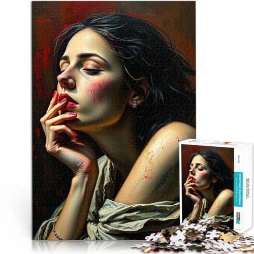 Spielzeug-Intellektuelles Spiel Denkende Frau Ölgemälde Puzzle 1000 Teile für Erwachsene 50x75cm Wanddekoration von LGNBTGM