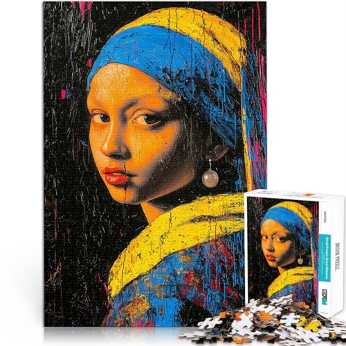 Spielzeug-Intellektuelles Spiel Expressionistisches Mädchen mit Ohrringen 1000-Teile-Puzzle für Teenager 26x38cm Geschenkideen von LGNBTGM