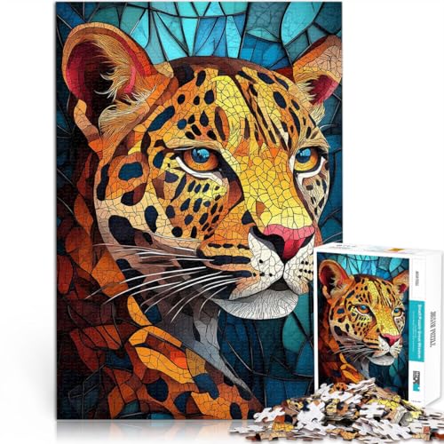 Spielzeug-Intellektuelles Spiel Leopard in Buntglas 1000-teilige Puzzles für Erwachsene 26x38cm für Heimdekoration von LGNBTGM