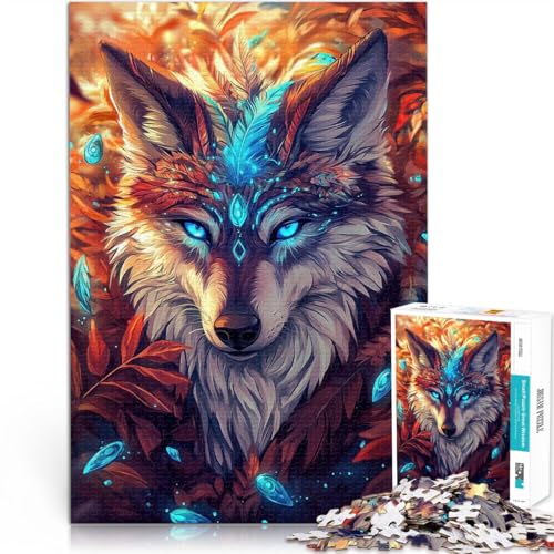 Spielzeug-Intellektuelles Spiel Mystischer Wolf mit Feder 1000-teiliges Puzzle für Erwachsene 26x38cm Wanddekoration von LGNBTGM