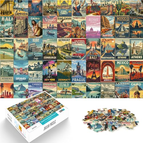 Spielzeug-Intellektuelles Spiel reiseplakat spleißen Kunst Puzzle für Teenager 1000 Teile 50x75cm für Heimdekoration von LGNBTGM