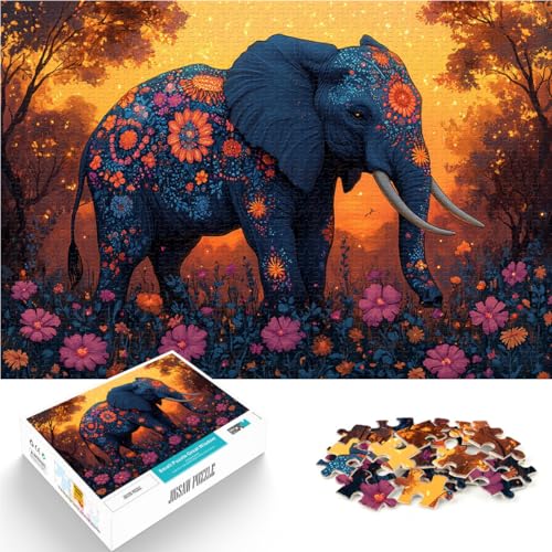 Spielzeug Lernspiele Stressabbau Abstraktes Gemälde Elefant Puzzle 1000 Teile für Jugendliche 26x38cm Heimdekoration von LGNBTGM