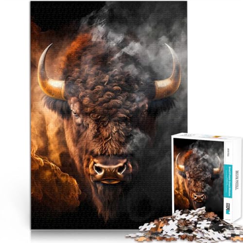 Spielzeug Lernspiele Stressabbau Bison aus Feuer Puzzle 1000 Teile für Jugendliche 38x52cm Tolles Geschenk für Spiele für und ab 14 Jahren von LGNBTGM
