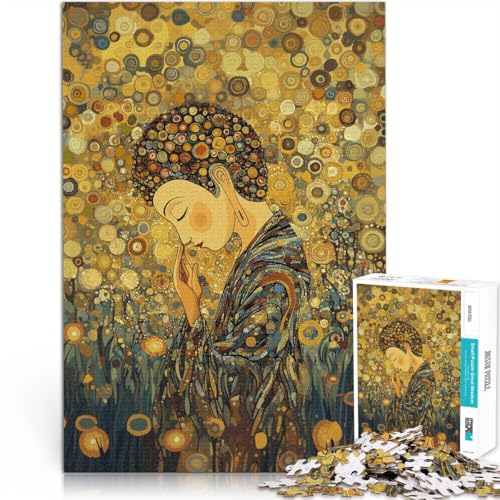Spielzeug Lernspiele Stressabbau Buddha im goldenen Feld 1000-teiliges Teenager-Puzzle 70x100cm Kunstwerk Geschenk ab 14 Jahren von LGNBTGM