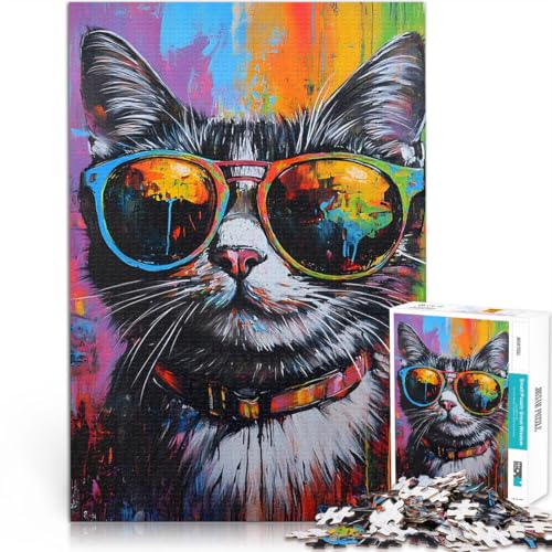 Spielzeug Lernspiele Stressabbau Coole Katze Sonnenbrille Abstrakte Malerei 1000-teilige Puzzles für Teenager 26x38cm EIN Kunstwerk Spielzeug Lernspiele Stressabbau Coole Katze Sonnenbrille Abstrakte Malerei 1000-teilige Puzzles für Teenager 26x38cm EIN Kunstwerk von LGNBTGM