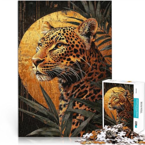 Spielzeug Lernspiele Stressabbau Leopard im goldenen Licht 1000-teilige Puzzles für Erwachsene 26x38cm Lustiges Geschenk von LGNBTGM