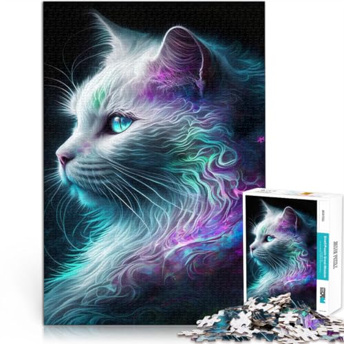 Spielzeug Lernspiele Stressabbau Mystisches Katzenporträt 1000-teiliges Puzzle für Erwachsene 38x52cm Verbessern Sie das Gedächtnis von LGNBTGM
