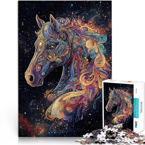 Spielzeug Lernspiele Stressabbau Pferd in farbenfroher Kunst 1000-teiliges Teenager-Puzzle 26x38cm Heimdekoration Spielzeug für ab 14 Jahren von LGNBTGM