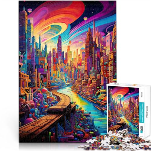 Spielzeug Lernspiele Stressabbau Psychedelische Stadtkunst 1000-teiliges Puzzle für Erwachsene 26x38cm Tolles Geschenk für Spiele von LGNBTGM