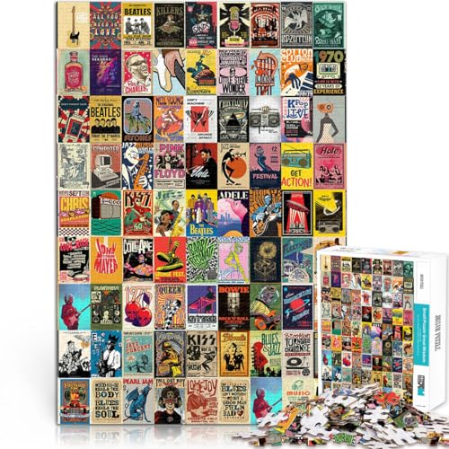 Spielzeug Lernspiele Stressabbau Retro-Stickplakat Puzzle für Erwachsene, 1000 Teile 38x52cm Verbessern Sie das Gedächtnis von LGNBTGM