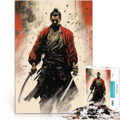 Spielzeug Lernspiele Stressabbau Samurai-Krieger-Kunstwerk 1000-teiliges Puzzle für Erwachsene 26x38cm Heimdekoration von LGNBTGM