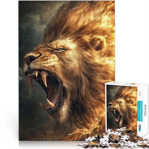Spielzeug Lernspiele Stressabbau Schwarze und goldene Löwen 2000-Teile-Puzzle für Erwachsene 70x100cm Kunstwerk Geschenk für ab 14 Jahren von LGNBTGM