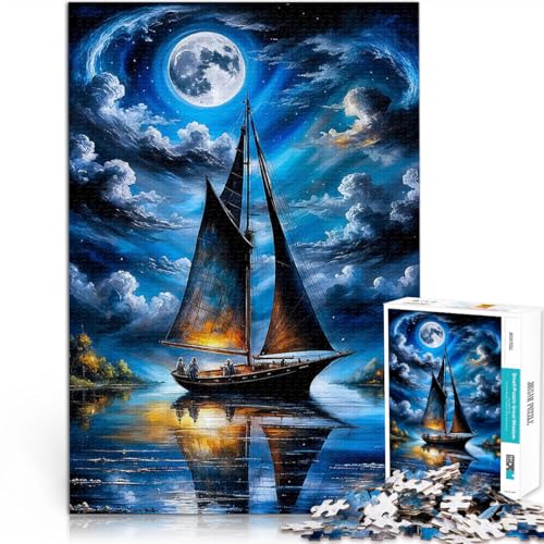 Spielzeug Lernspiele Stressabbau Segeln unter dem Mond 1000-teilige Puzzles für Erwachsene 26x38cm Geburtstagsgeschenk von LGNBTGM