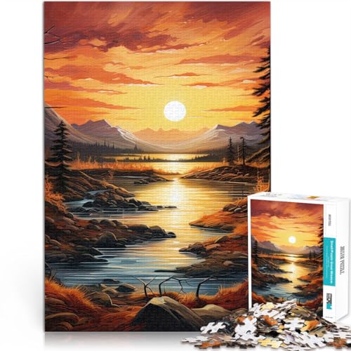 Spielzeug Lernspiele Stressabbau Sonnenuntergangslandschaft Puzzle für Erwachsene mit 1000 Teilen 38x52cm Wohnkunstdekor für ab 14 Jahren von LGNBTGM