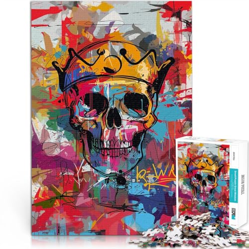 Spielzeug Lernspiele Stressabbau Totenkopf mit Kronen-Graffiti 1000 Teenager-Teile-Puzzle 38x52cm Heimdekoration Spielzeug für ab 14 Jahren von LGNBTGM