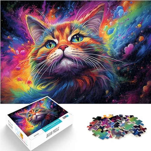 Spielzeug-Puzzle Regenbogen-Weltraumkatze Puzzle 1000 Teile Holzpuzzle Spaß für zu Hause, Geburtstagsgeschenk, Reisegeschenk, 1000 Teile (50 x 75 cm) von LGNBTGM